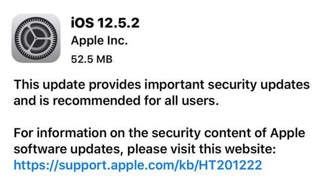 古交苹果手机维修分享iOS12.5.2发布，建议所有老苹果用户安装 